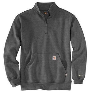 NWT Carhartt Men's FR Force Marquette 1/4 Zip Sweatshirt in Black Heather sz XL